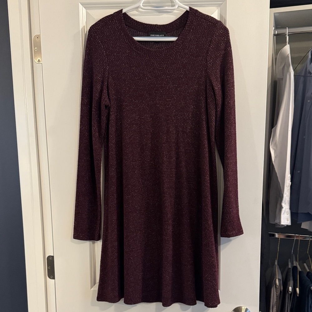 Chic Long Sleeve Burgundy Dress